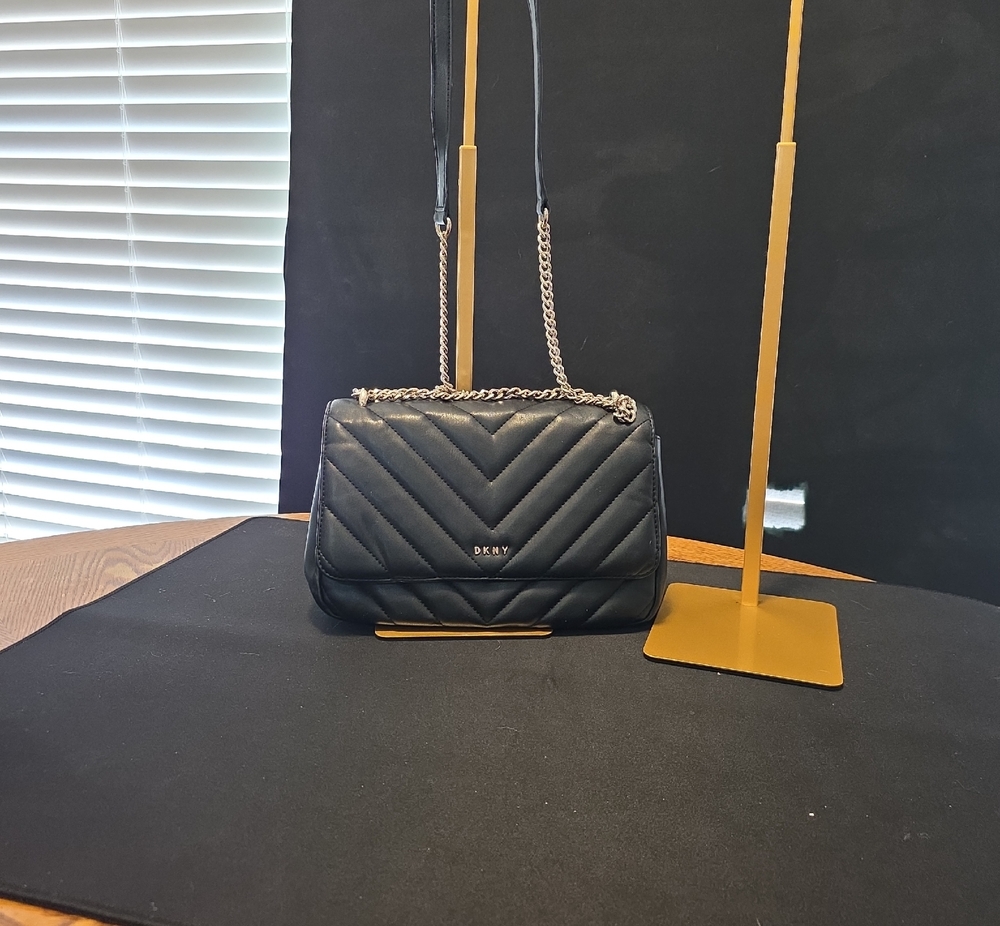 DKNY Black Quilted Chain Crossbody Bag